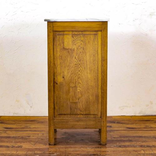 フレンチアンティーク ナイトテーブル 大理石天板 収納付き オーク材