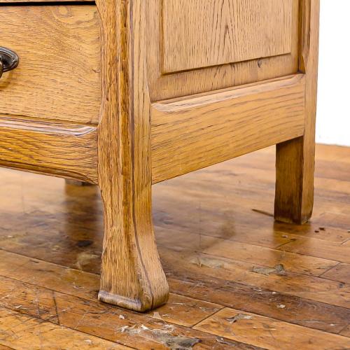 フレンチアンティーク ナイトテーブル 大理石天板 収納付き オーク材