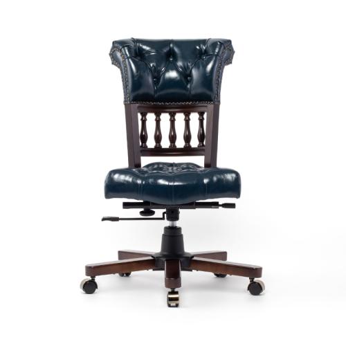 ヴィンセント オフィスチェア 回転いす アームレス ブルー 合皮 9001-M