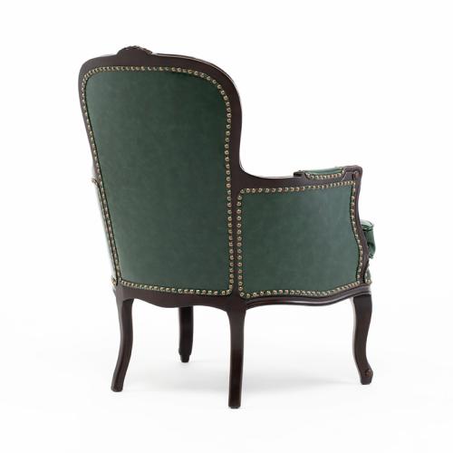 1人掛けソファ シングルソファ ハイバック ブラウンxグリーン 本革