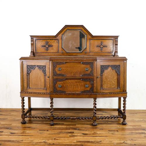 イギリスアンティーク ミラーバックサイドボード 収納家具 オーク材