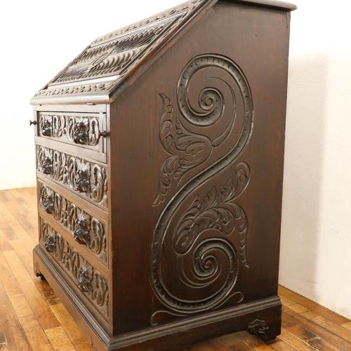 イギリスアンティーク ライティングビューロー オーク材 v_55718