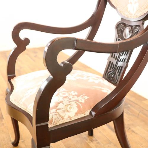 イギリスアンティーク アームチェア 肘掛け椅子 マホガニー材 v_54772c