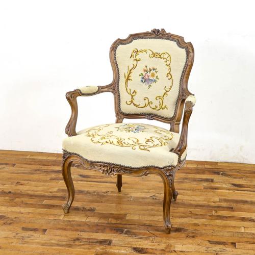 フレンチアンティーク アームチェア 肘掛け椅子 ウォールナット材