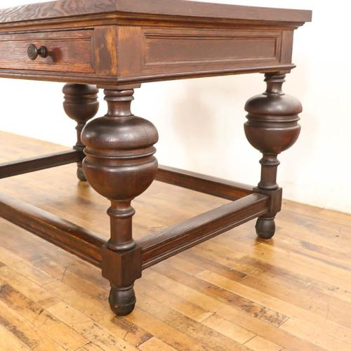 フレンチアンティーク テーブル 机 引き出し付き オーク材 v_70168