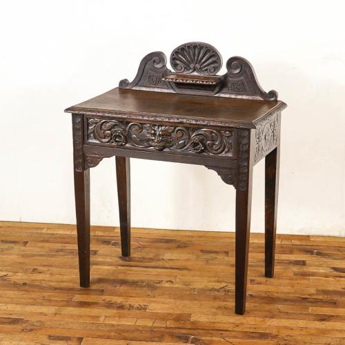 イギリスアンティーク サイドテーブル 机 オーク材 v_59112