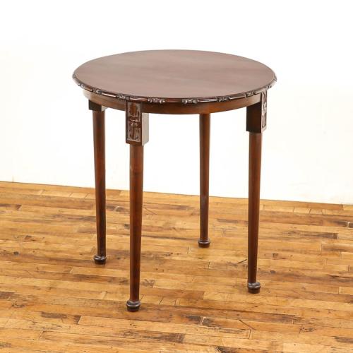 英国アンティーク木製ワインテーブル/サイドテーブル/丸机/飾り棚(90