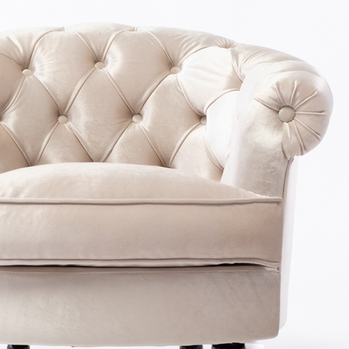 モーソファ 1人掛けソファ ベージュベルベット 布地 NM1F220K