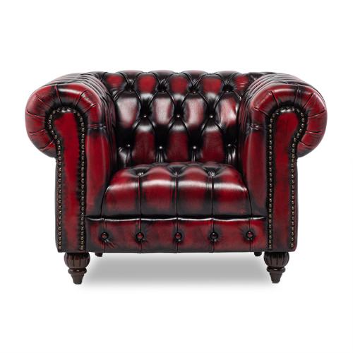 クラブマン 1人掛けソファ 1人用 アンティークレッド 本革 VXB1L914