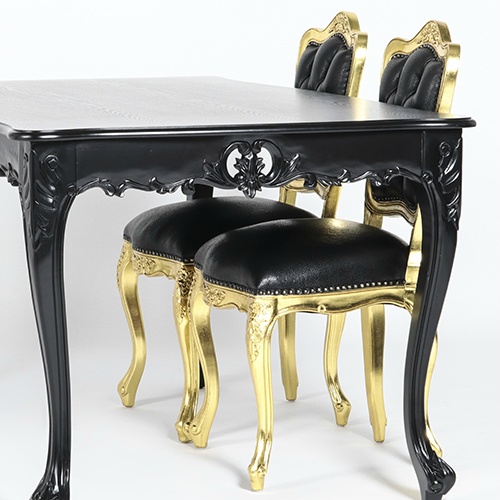 ロココ調 ダイニングテーブル 1.5M ブラック 木製 VTA4235-1.5-8