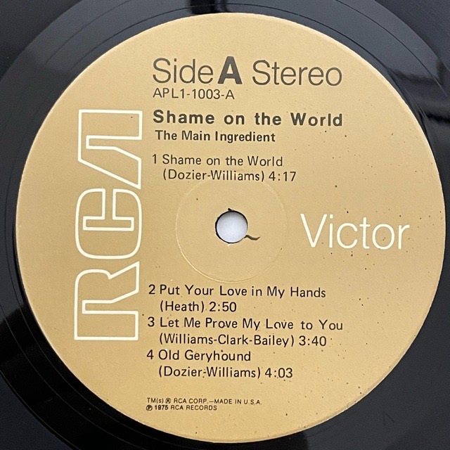 The Main Ingredient｜Shame On The World (LP)｜レコード通販