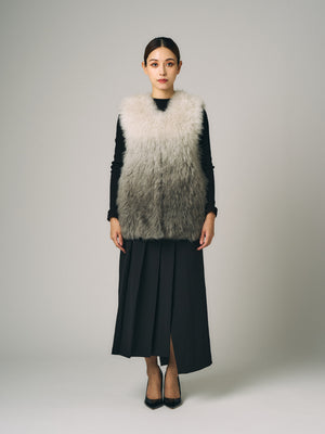 カシミヤファー ベスト｜グレー、ネイビー、グリーン（3カラー