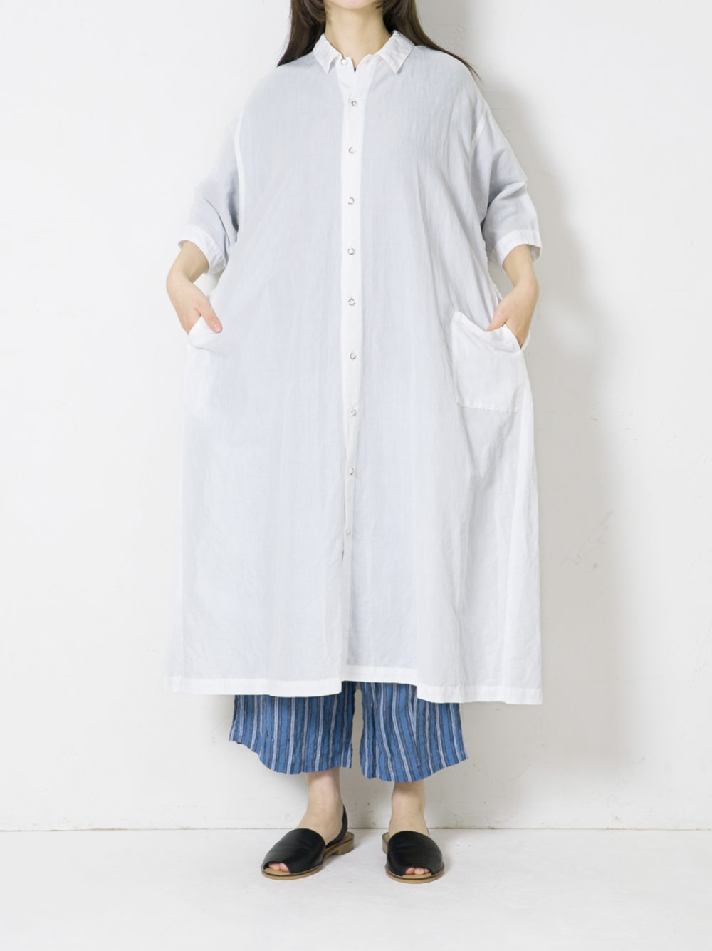 Twist Linen Stripe イージークロップドパンツ | ITEM | Vlas blomme