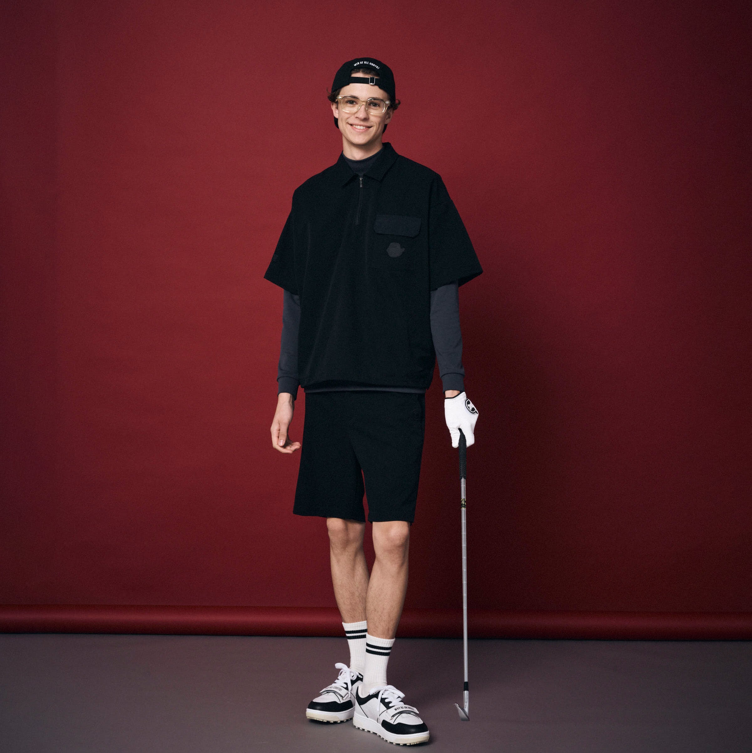 MEN ミニリップエアーポロシャツ ブラック