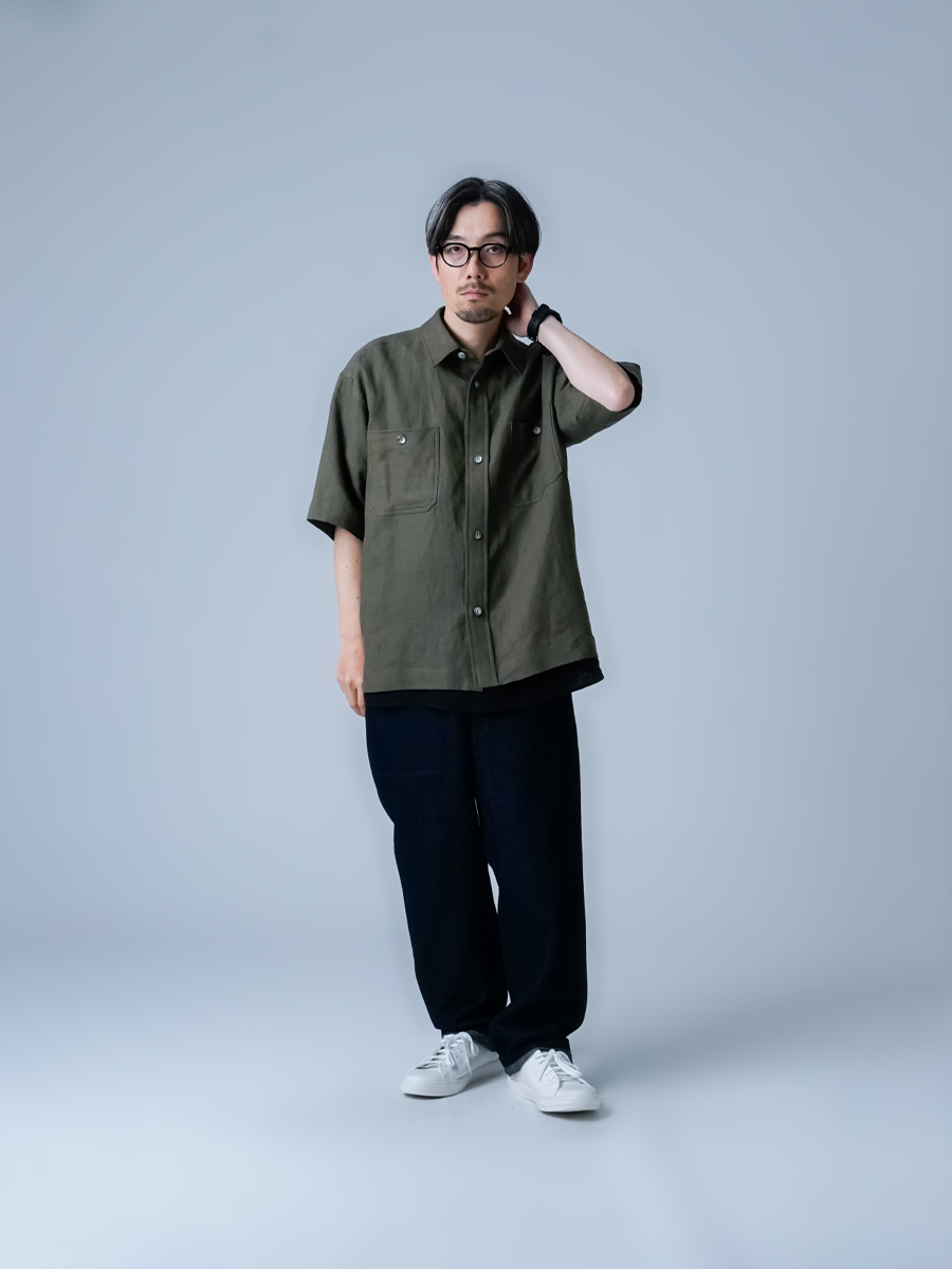 リネンシャツ】褒められ必至 大人のリネン半袖シャツ ／ 柳煤竹(やなぎ