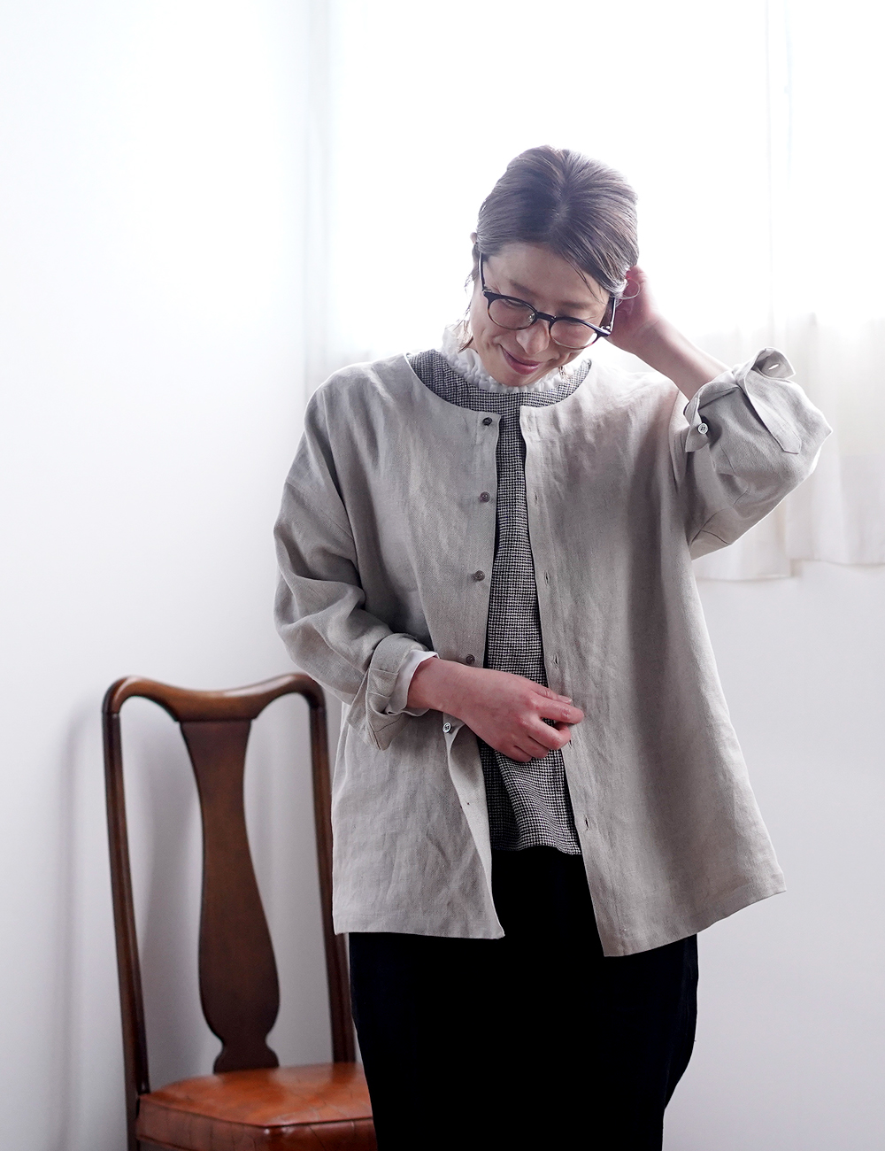 wafu】【リネン シャツジャケット】細部までこだわり技に心酔する