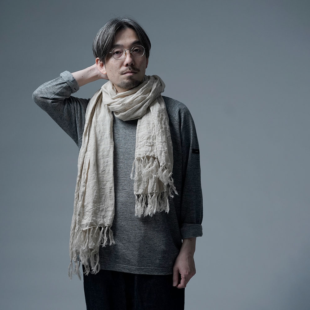 wafu】 Linen shawl 通年使える ガーゼ リネン ストール ハンド