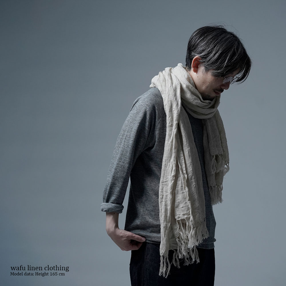 wafu】 Linen shawl 通年使える ガーゼ リネン ストール ハンド