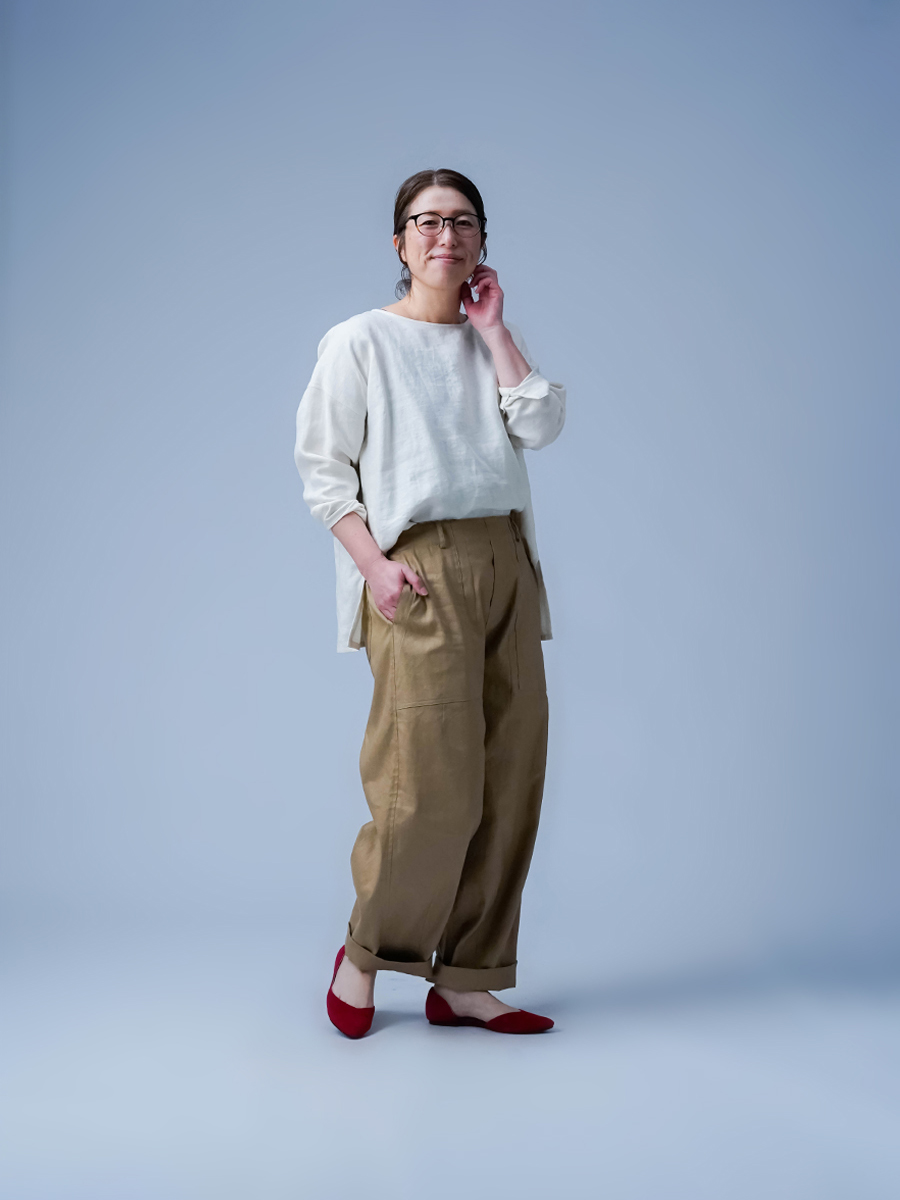 リネンソロテックス】肩肘張らない リラックスワイドパンツ