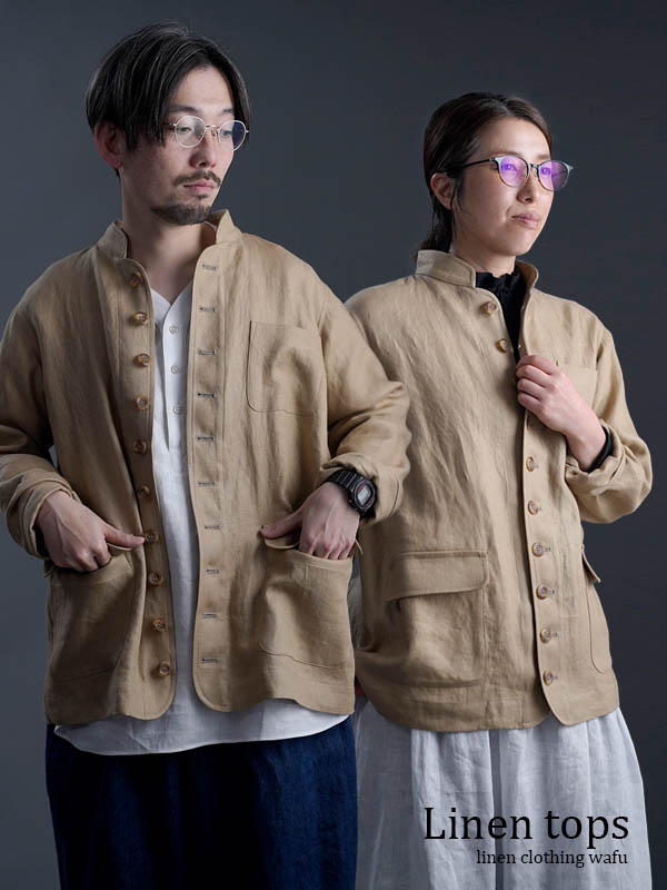 受注製作】【プレミアム】リネンジャケット フレンチ ヴィンテージ