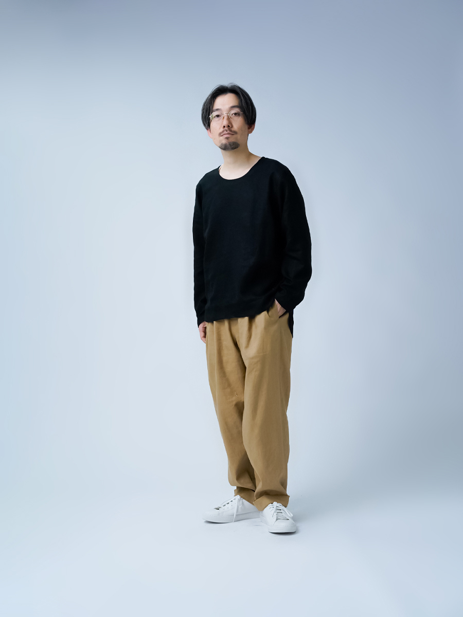 リネントップス】ずっと定番にしたくなるトップス / 黒色 p008b-bck1