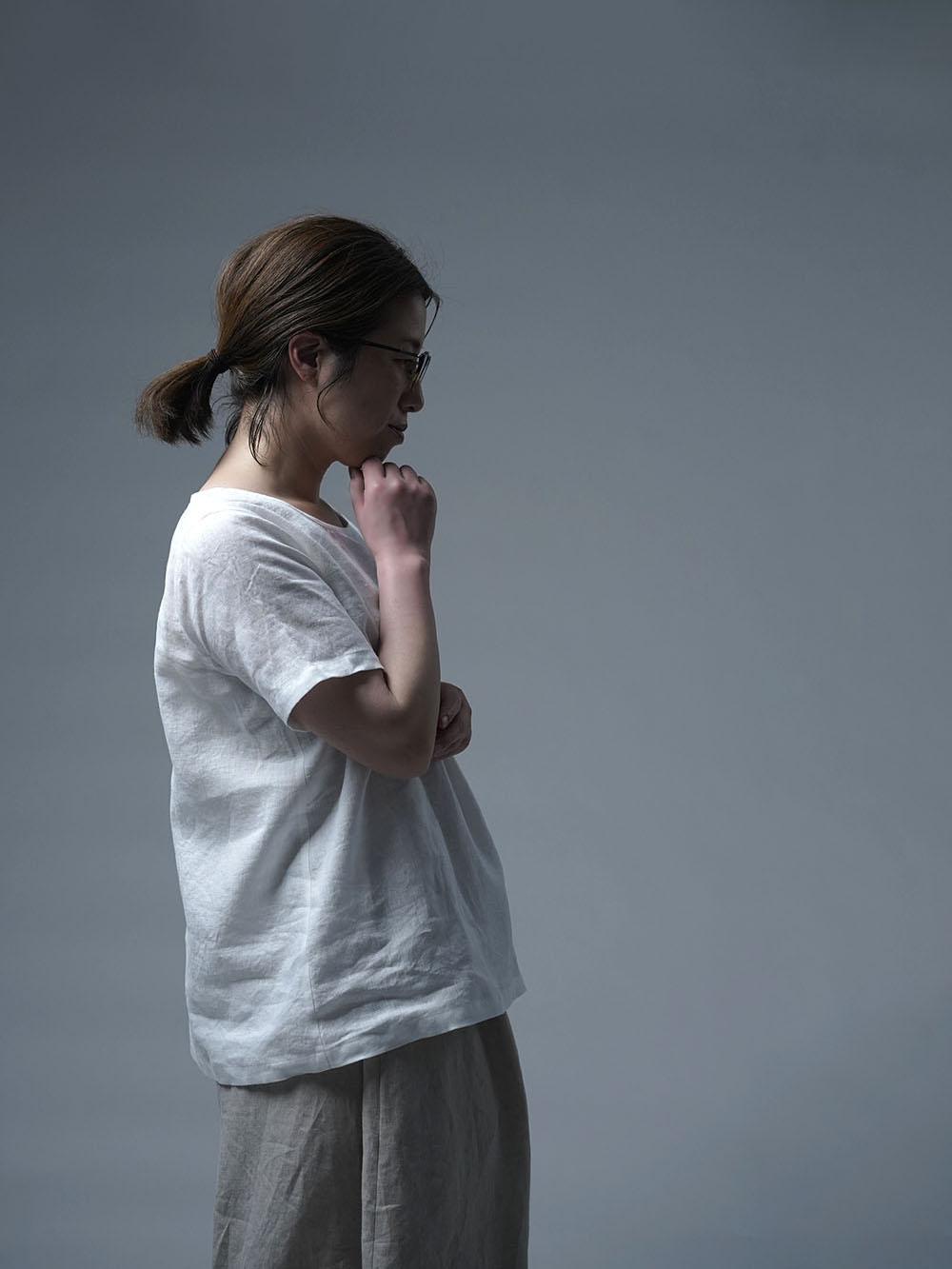 リネントップス】ふわっと 軽くやさしい 肌触り/ 白色 p015a-wht1