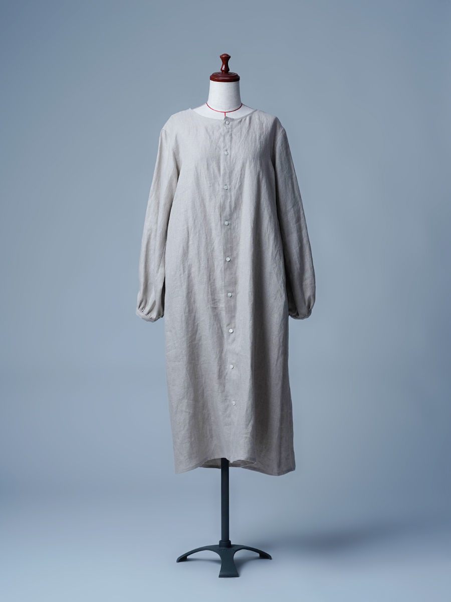 わたぬき修繕作品】プレミアムリネン ピンタック ドレス / フラックス