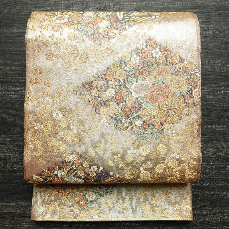 袋帯 六通柄 良品 フォーマル用 正絹 古典柄 金糸 帯 金・銀 | 六通柄