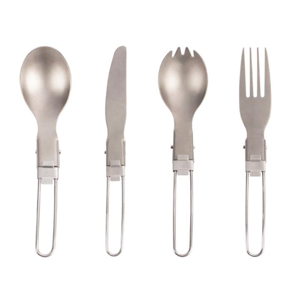 まとめ買い】カトラリーセット チタンカトラリー4点セット 収納袋付