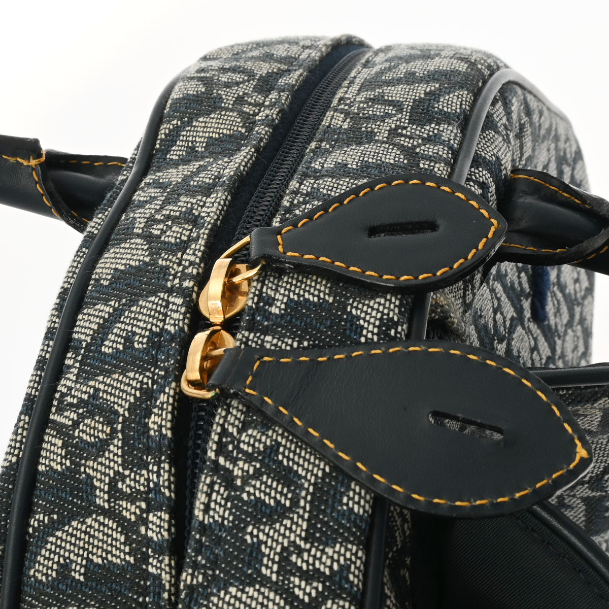 ディオール ダブルサドルバッグ トロッター柄 ネイビー/ゴールド金具