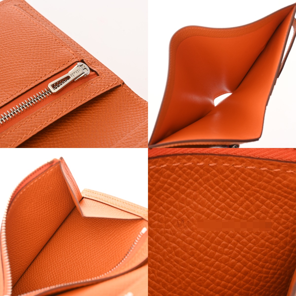 エルメス ベアン コンパクト オレンジ ヴォーエプソン ユニセックス