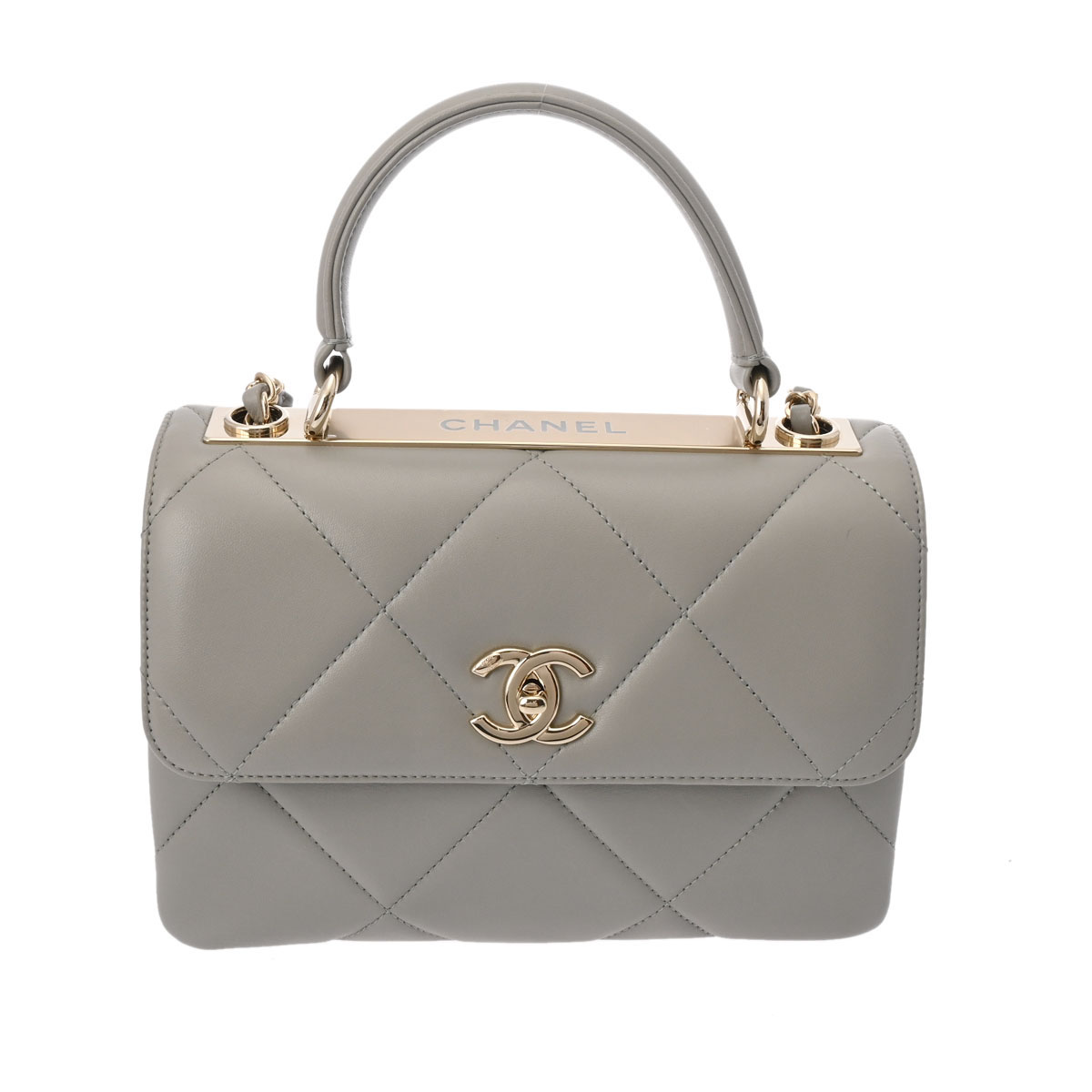 シャネル マトラッセ トップハンドル フラップバッグ グレー A92236