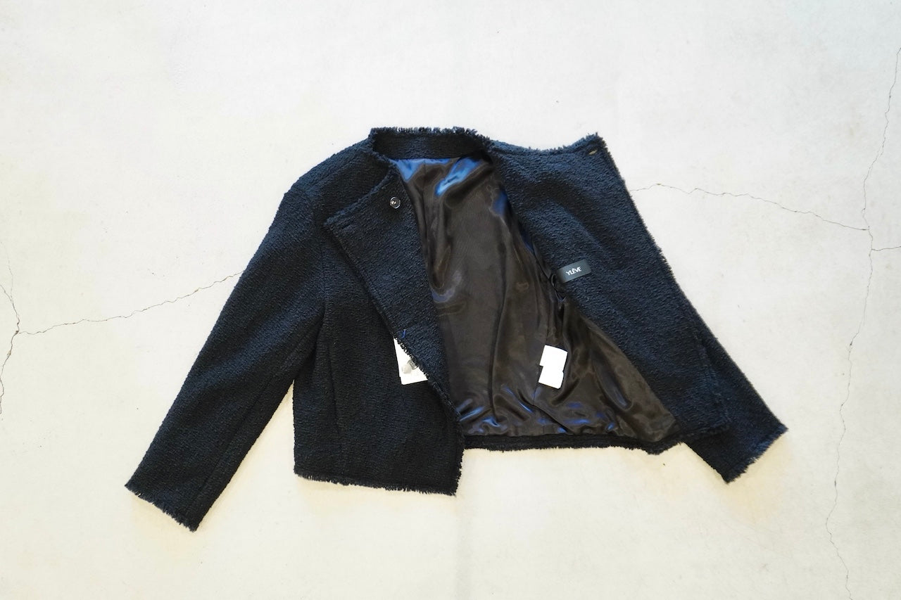 美品▲定価6.4万円▲yleveイレーヴ //ツイードジャケット 黒 2026年最新】YLEVE ノーカラージャケットの人気アイテム - メルカリ