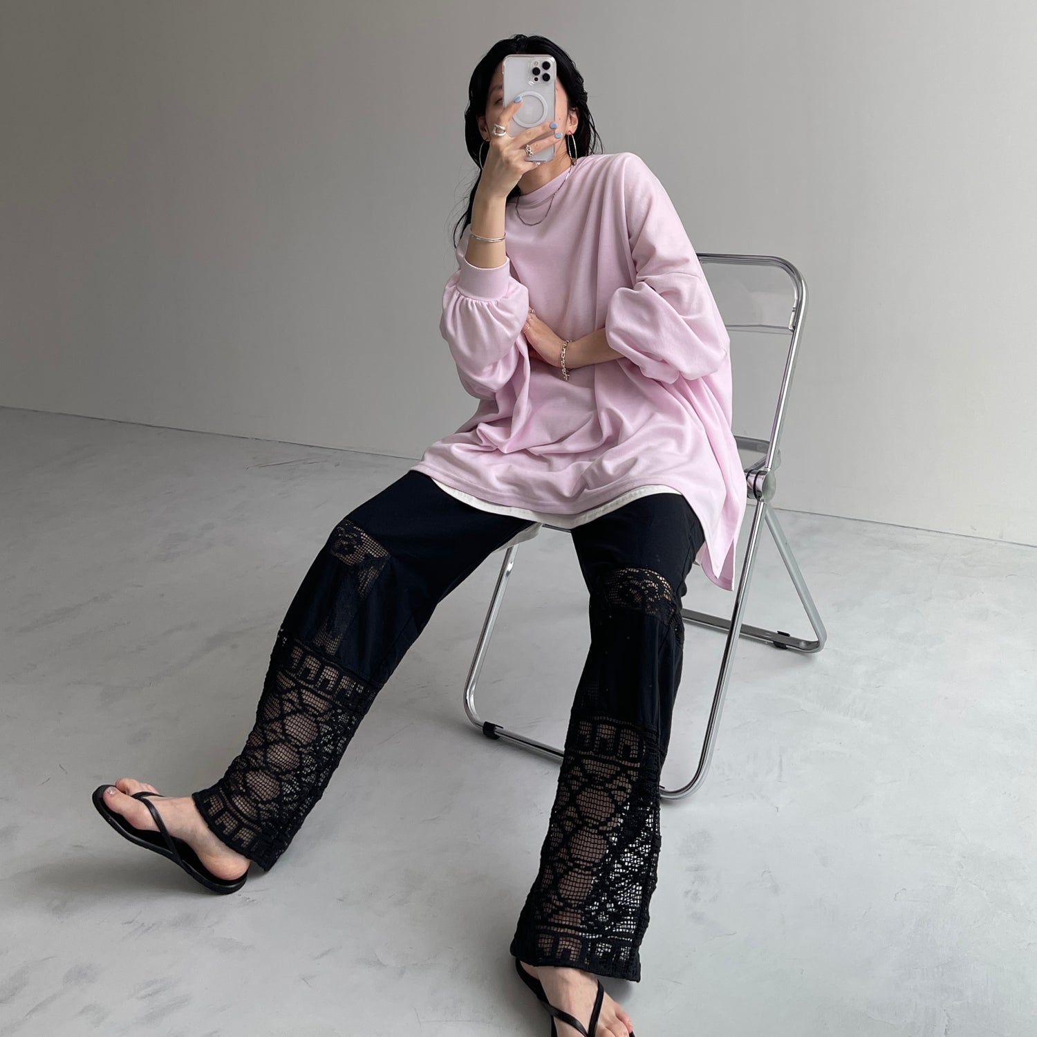 vintage like lace pants / black[FREE or LONG] | wee9s | ウィークス