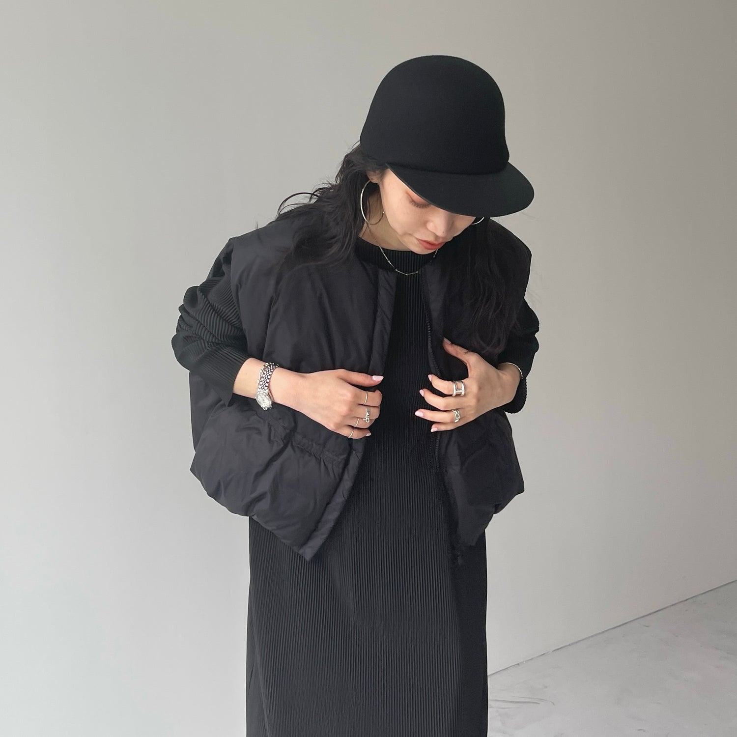 egg down vest / black （パーフェクトシルエットダウンコート
