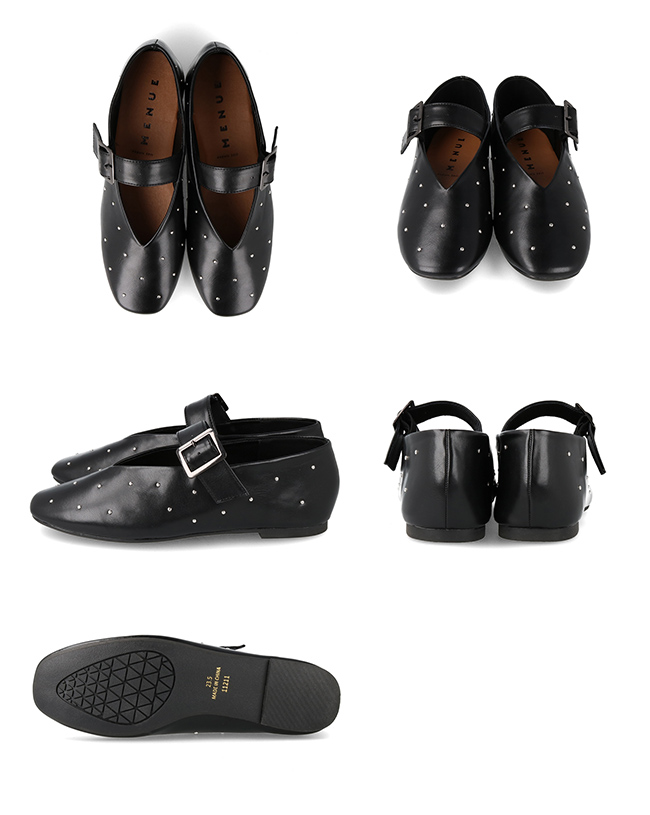 menue (メヌエ) スタッズ メリージェーン フラットシューズ 送料無料