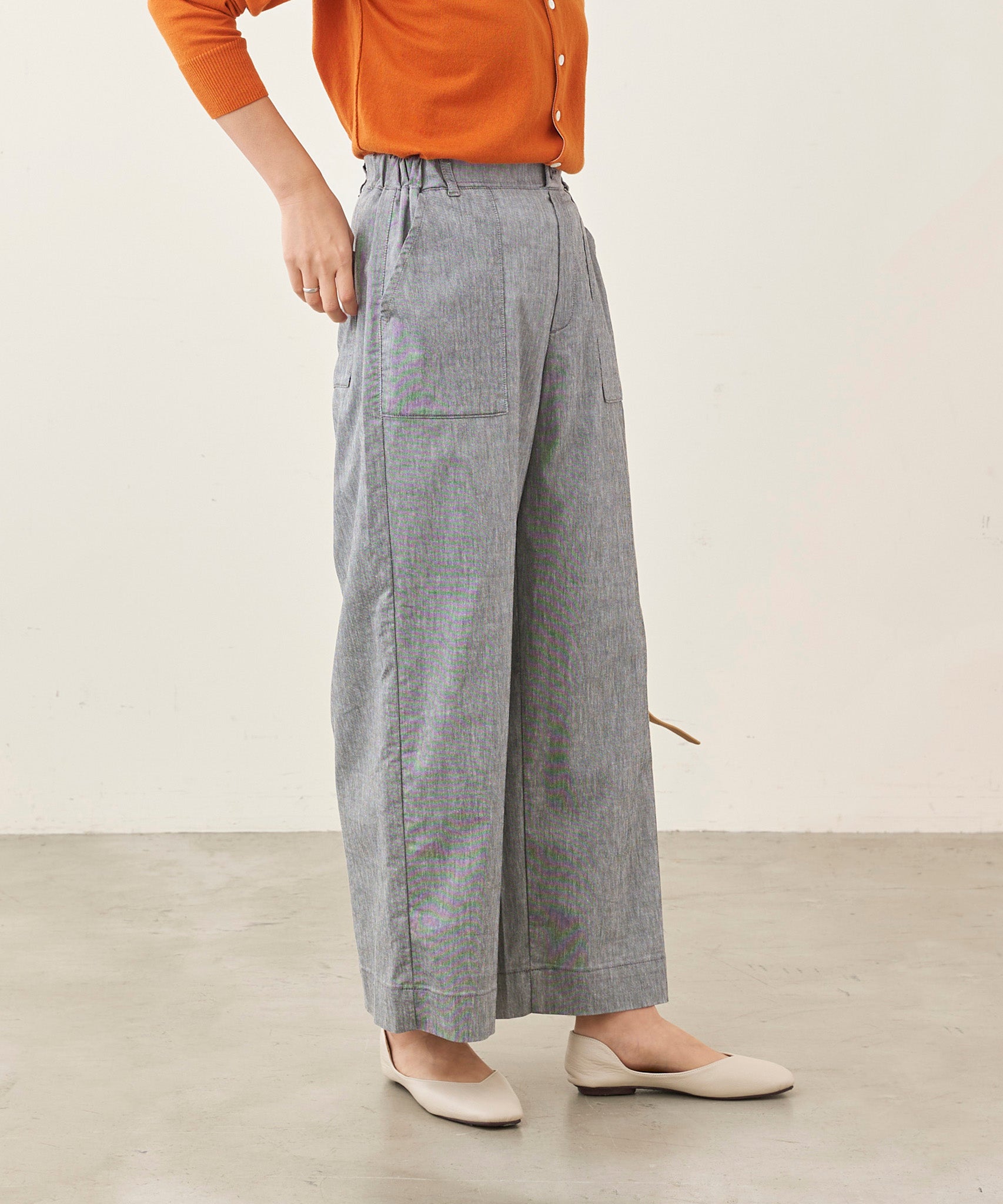 群言堂 リネンパレットワイドパンツ 麻70% 綿30% リネンパレットワイド