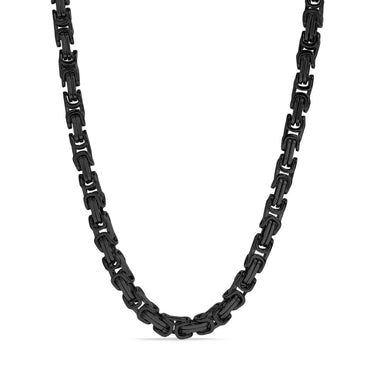 Black Stainless Steel Byzantine Chain Necklace Chn8503