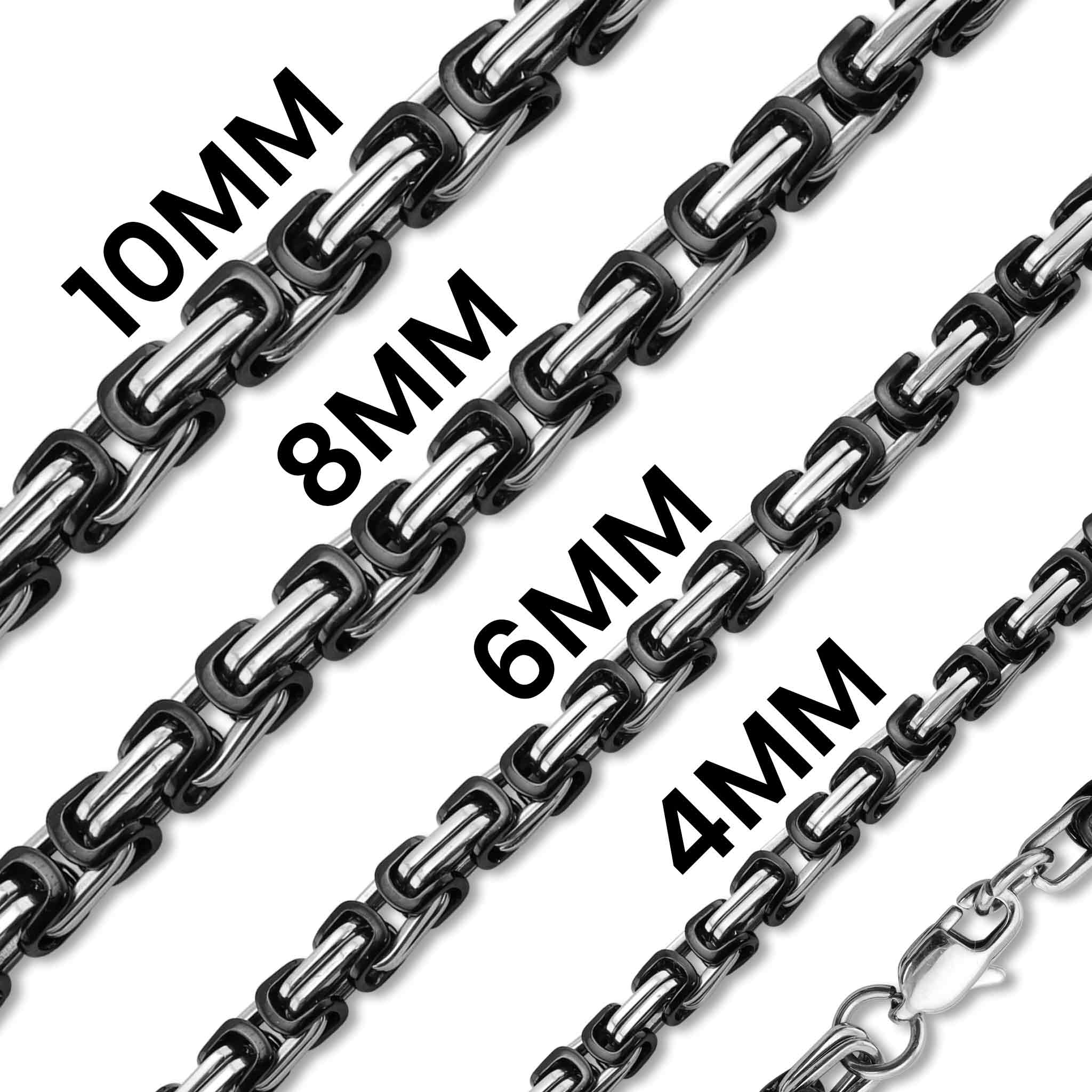 Black Stainless Steel Byzantine Chain Necklace Chn8505