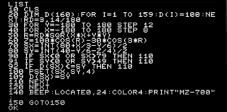 MZ-700のHu-BASICのCGプログラムをMZ-2000のS-BASIC 1Z001で走らせ