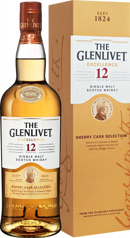 Whisky The Glenlivet 12 Years Old Excellence, gift box, 700 ml The