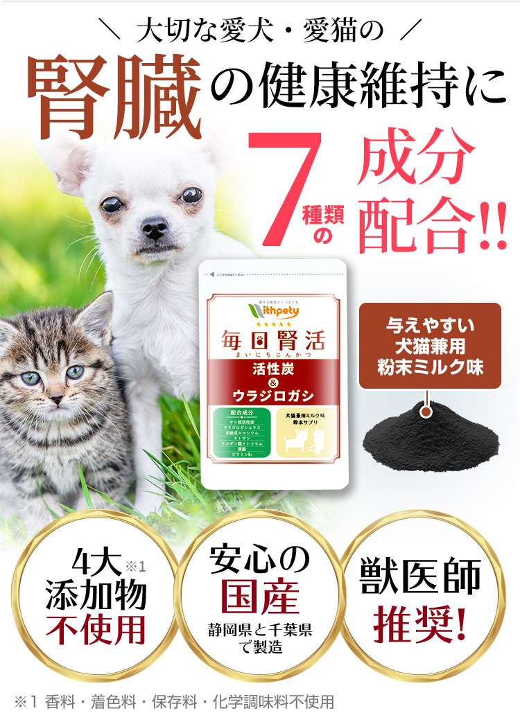 毎日腎活（粉末タイプ）【公式ウィズペティ】犬猫用腎臓・尿路結石