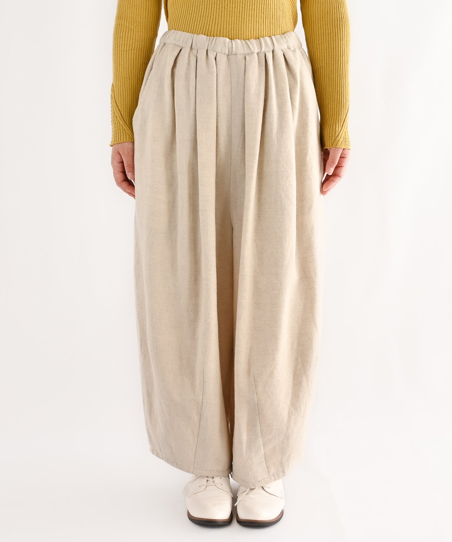 リネンウール裾タックパンツ (mug310 グレー/ベージュ) – WOOL STUDIO