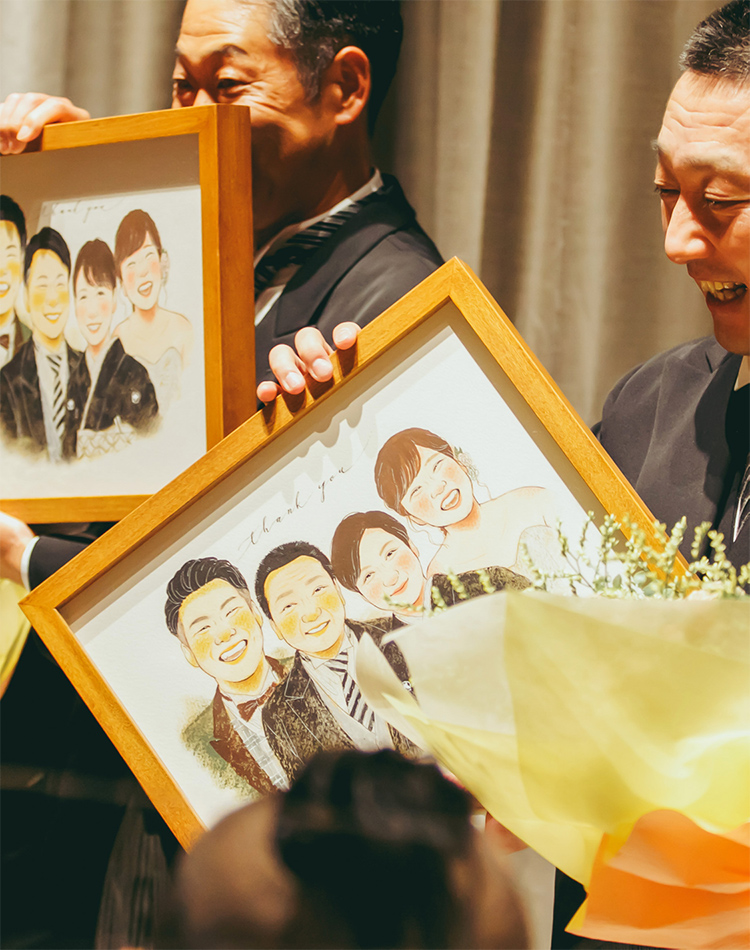 結婚式でご両親へのプレゼントなら似顔絵のWORLD1（ワールドワン）