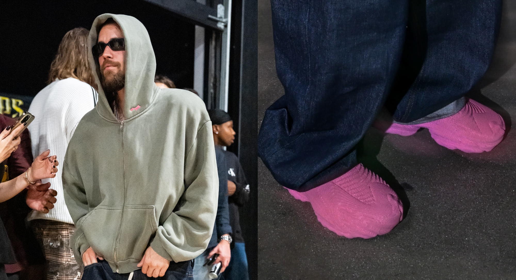 Justin Bieber Wears Vibrant 3D Printed Sneakers for Basketball Game