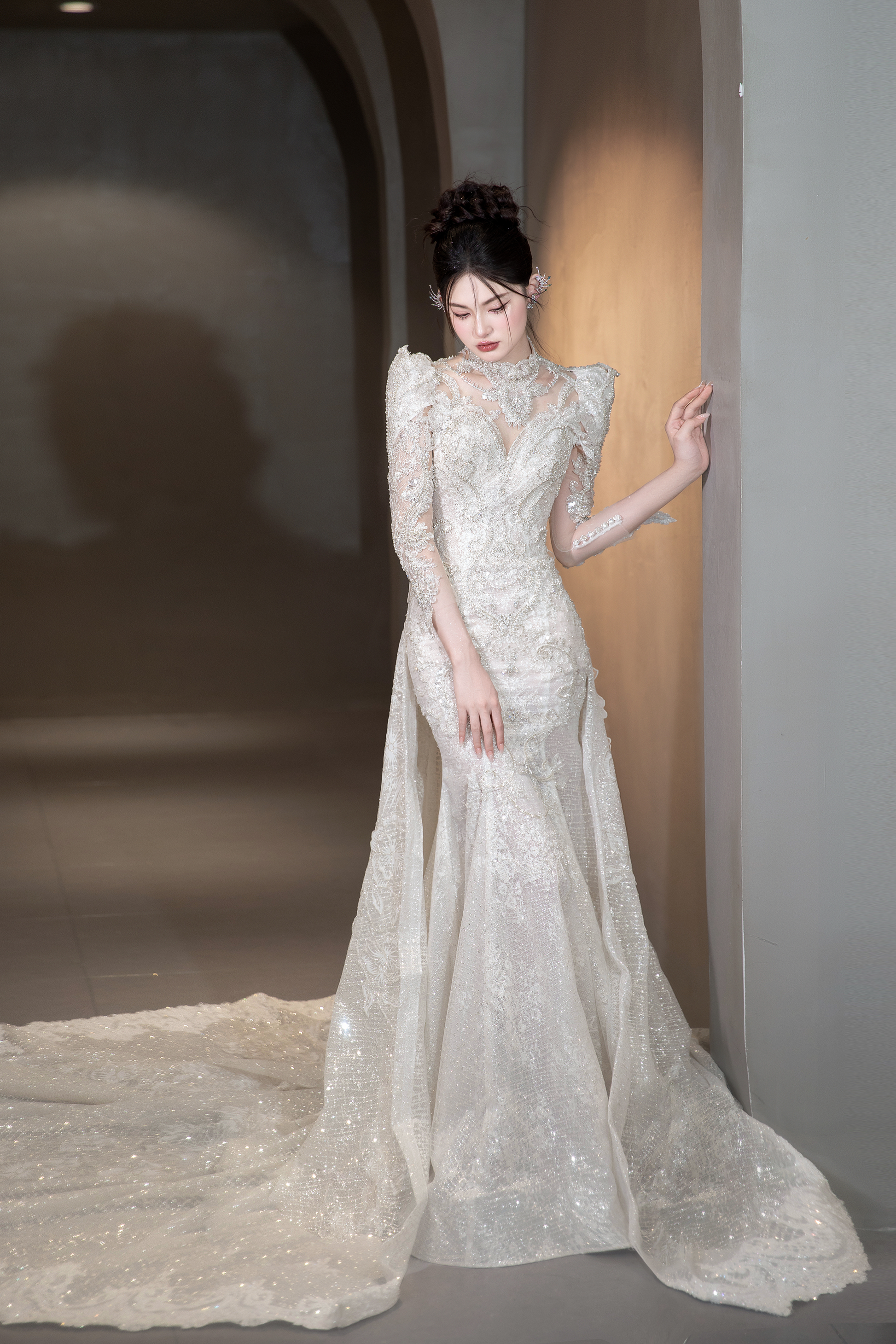 CW3355 豪華 韓国風 ビーズ キラキラ 2way ウェディングドレス