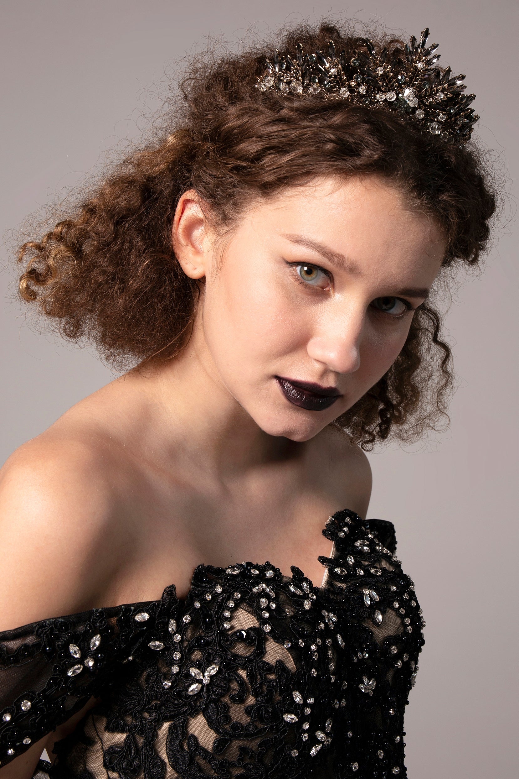 CH0326 アンティーク ブラック ティアラ ヘッドドレス ブライダル小物