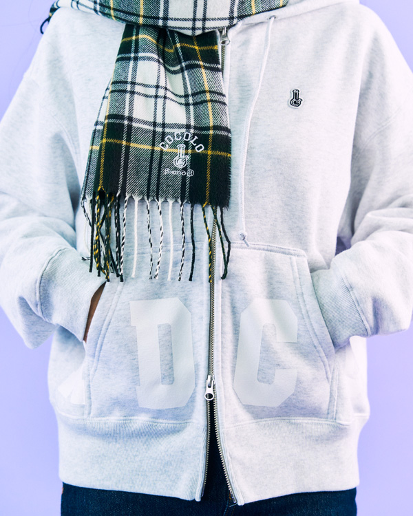 NAME LOGO BOX ZIP HOODIE(ASH) - COCOLOBLAND WEB STORE