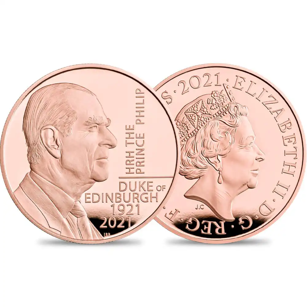 2021 エリザベス2世 フィリップ殿下追悼記念 5ポンドプルーフ金貨