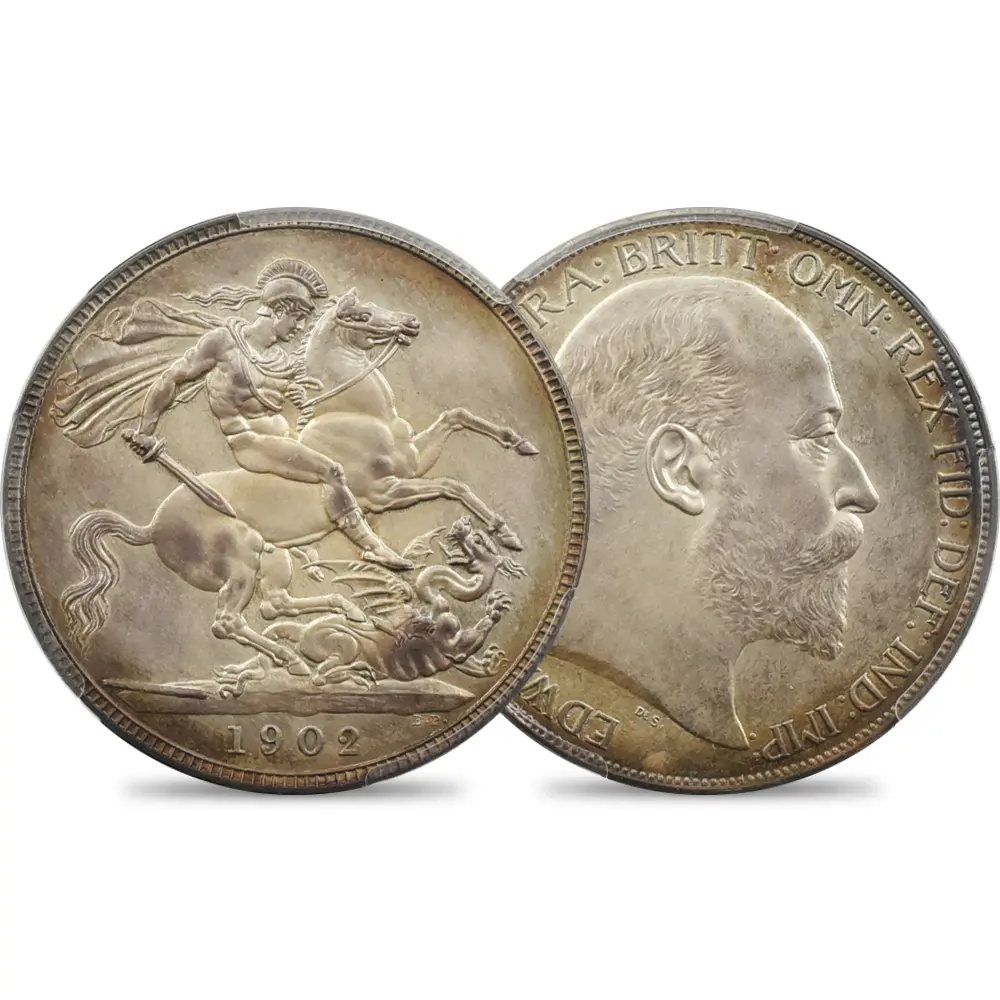 1902 エドワード7世 聖ジョージ竜退治 クラウン銀貨 PCGS PR63 S-3979